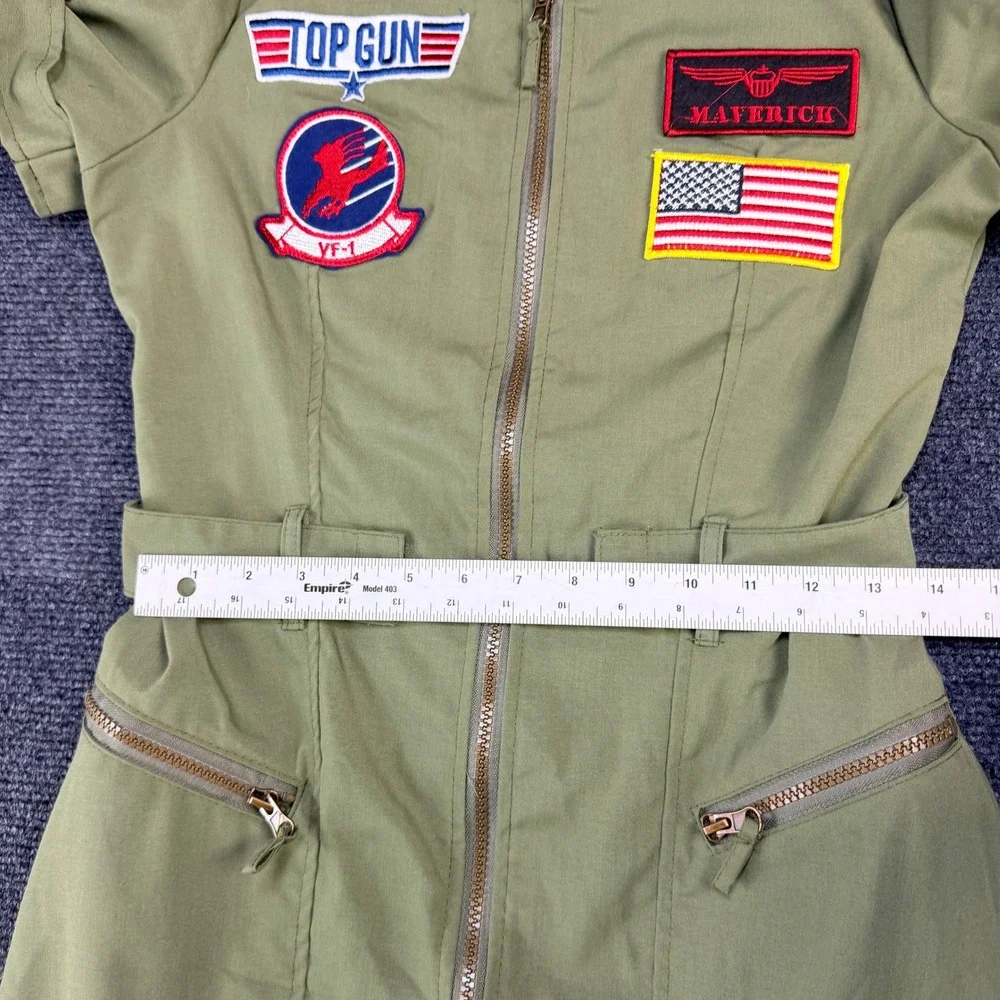 Leg Avenue Top Gun Maverick Flight Dress Olive Green Ruffle Hem Costume Sz M - Picture 7 of 8